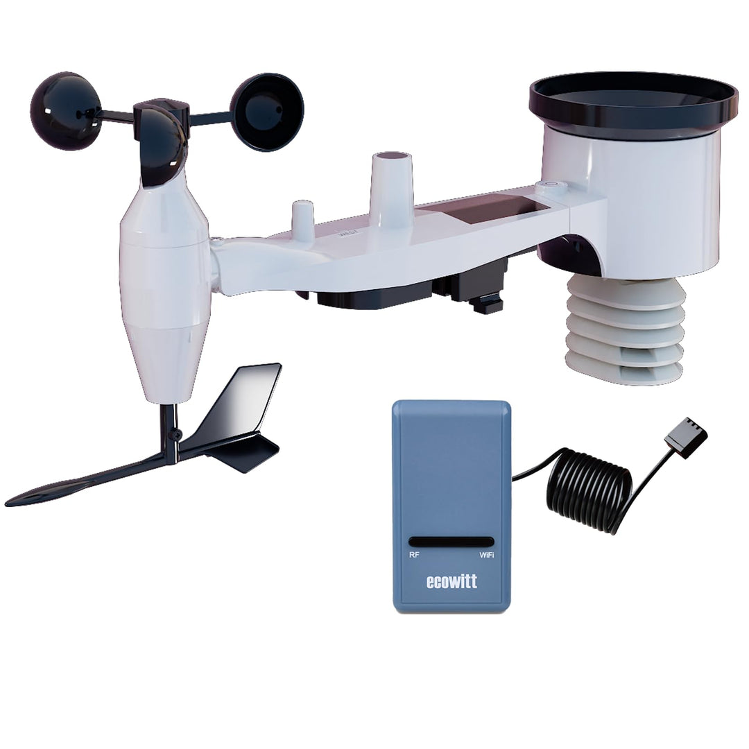 ECOWITT Wetterstation, Drahtlose Wetterstationen mit solarbetriebener Wetter-App, 7-in-1-Aussensenso