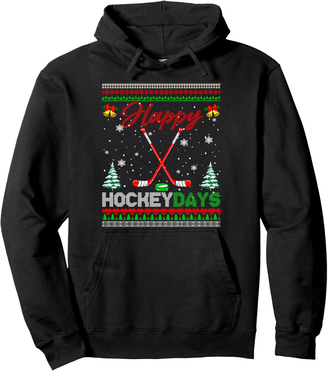 Happy Hockey Xmas Days Ice Hockey Equipment Matching Player Pullover Hoodie