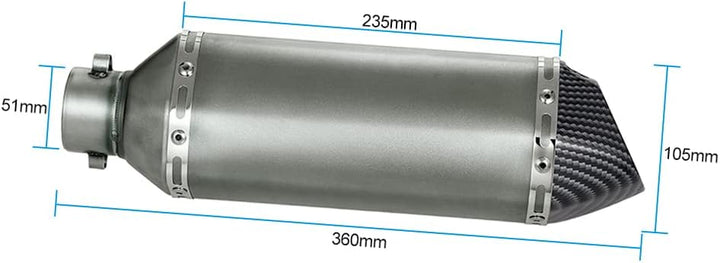 Shkalacar Motorrad Auspuff Universal, Kleiner Sechskant-Fase Modifizierter Endschalldämpfer, 38-51mm