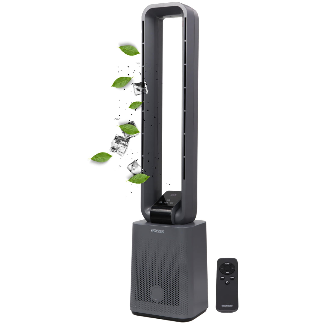 Turmventilator | Ventilator sehr leise | Fernbedienung | Oszillierend | LED-Display | 3 Modi | 12 St