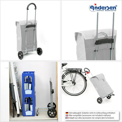 Andersen Shopper Scala Stahl mit Rad Ø 15 cm und 36 Liter Tasche Duko rot