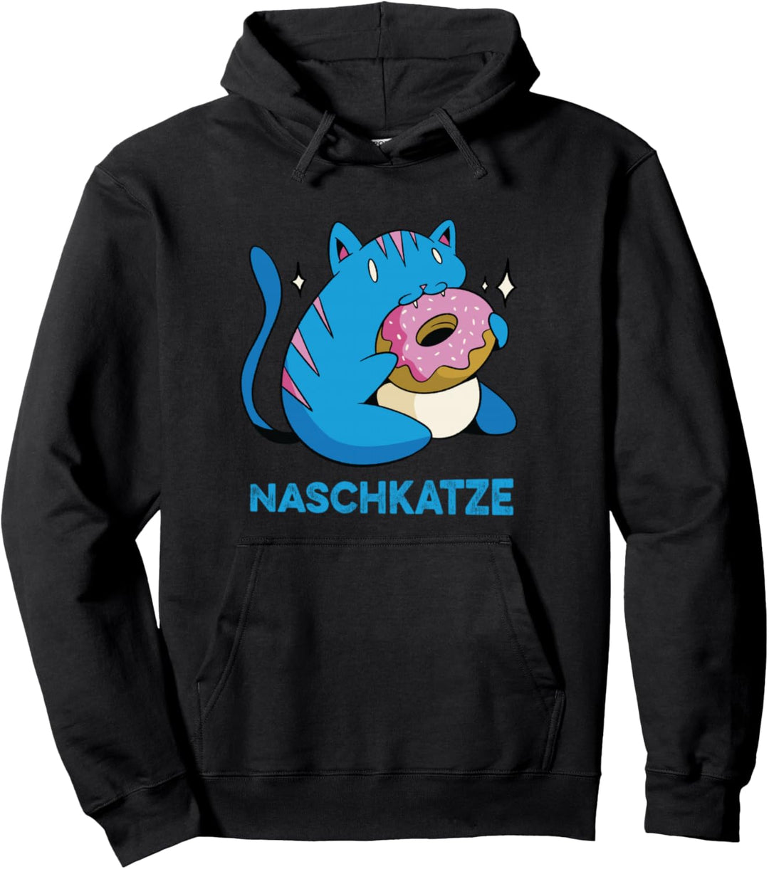 Naschkatze mit rosa Donut Katzen Design mit blauer Katze Pullover Hoodie