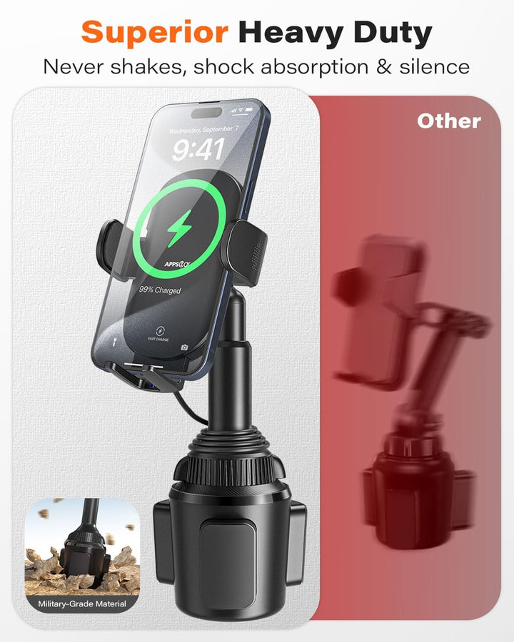 APPS2Car Handyhalterung Auto Getränkehalter mit Ladefunktion, Ladegerät Auto Kfz-Handyhalterung mit