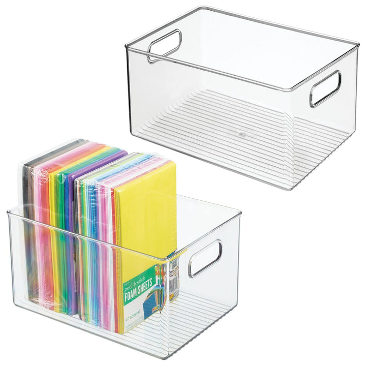 mDesign Ablagebox mit integrierten Griffen – grosse Aufbewahrungsbox für Make-up, Handtücher, Seifen