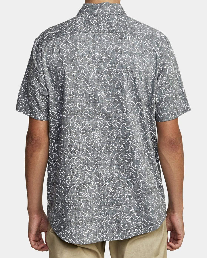 RVCA Herren Hemd Oblow Waves Buttondown, Grösse XL, Schwarz