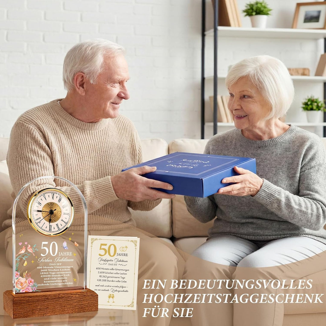 TUZELIYA Diamantene Hochzeit Geschenke, Jahrestag Quarzuhr, 60. Hochzeitstag Geschenke mit Grusskart
