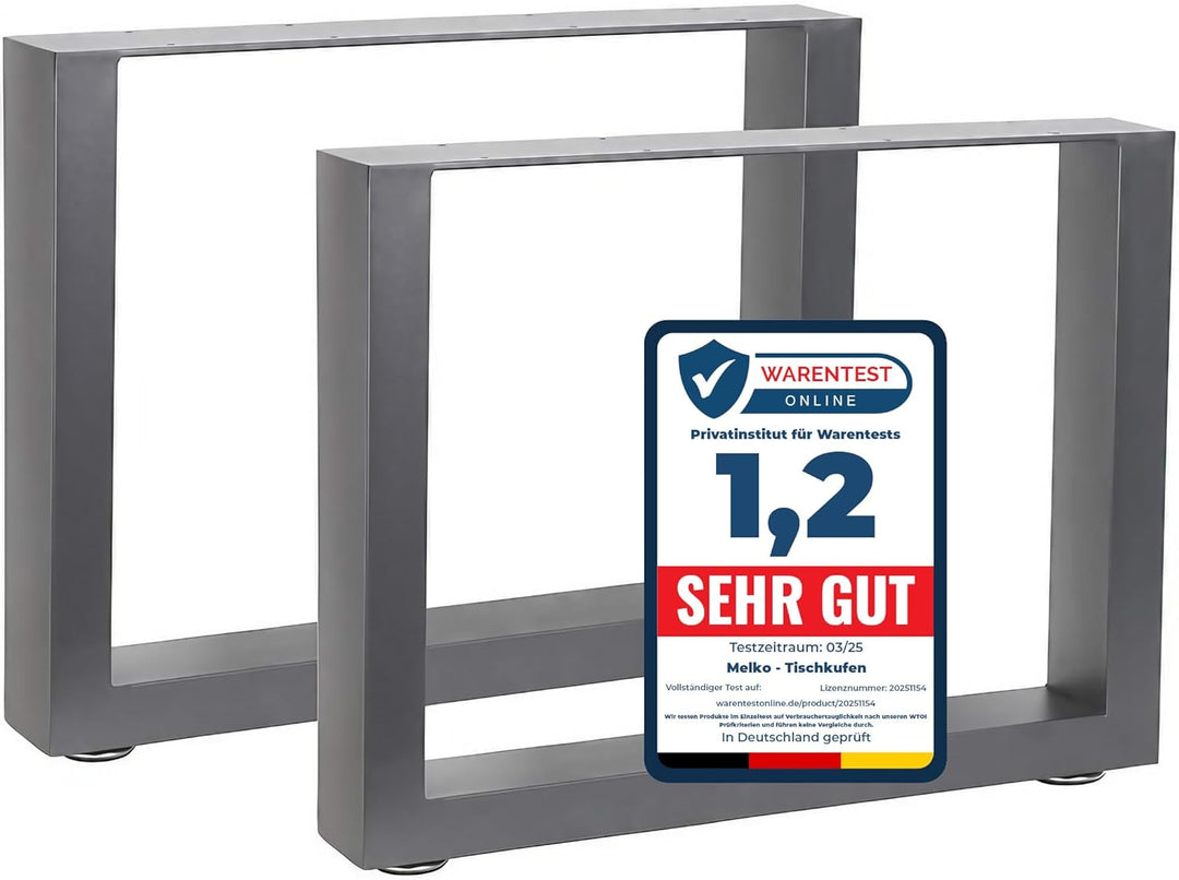 Melko 2X Tischkufen aus Vierkantprofilen 64 x 40 cm Tischgestell Industriedesign Tischuntergestell T