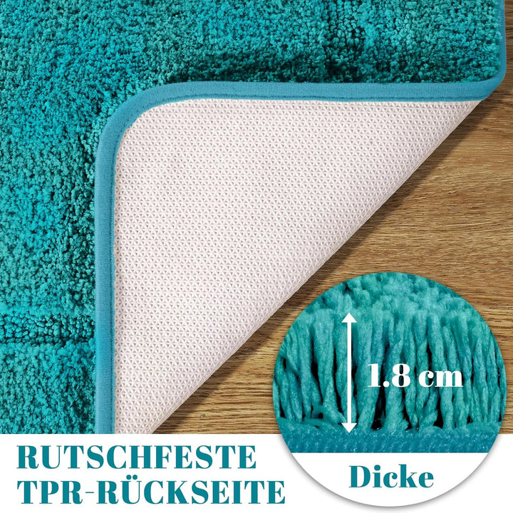 SOANNY Badematte 60x150 cm, Einzelstück, Hochflor Mikrofaser, rutschfest & Waschbar, Saugfähig Gross