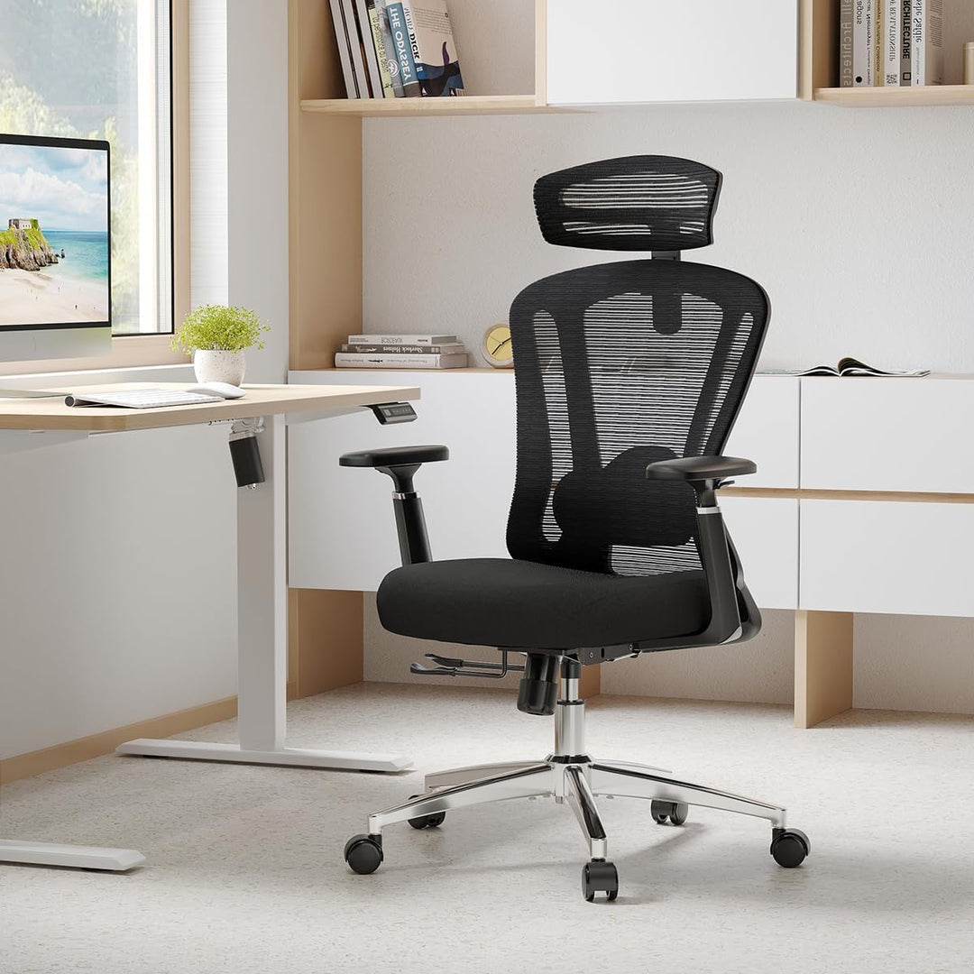 Farini Ergonomischer Bürostuhl, Heimbüro, Netzstuhl mit Lendenwirbelstütze, 3D-Armlehnen und Verstel