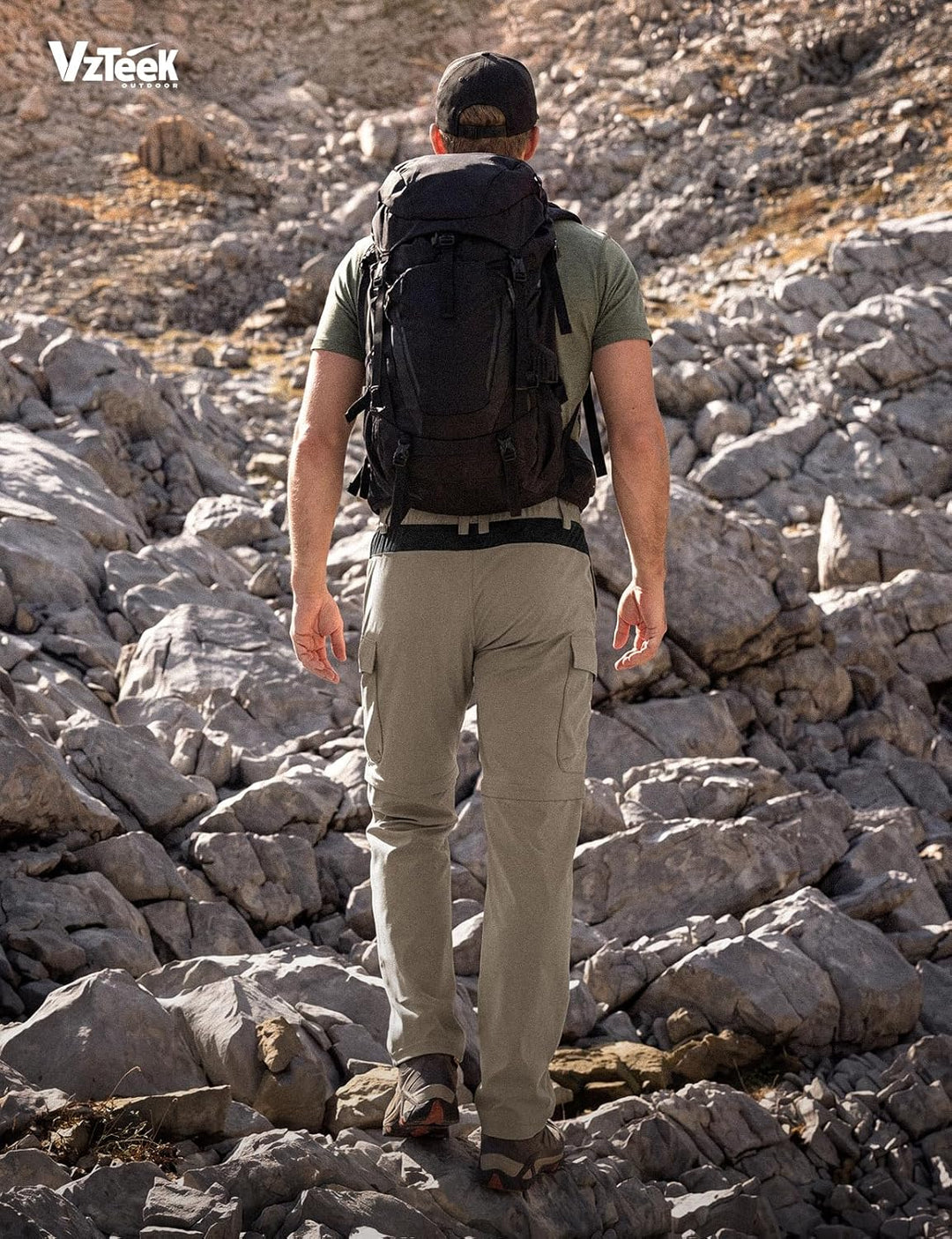 Herren Wanderhose Zip Off Trekkinghose Outdoorhose Sommer Softshell Stretch Hose Kurz für Wandern,Ba