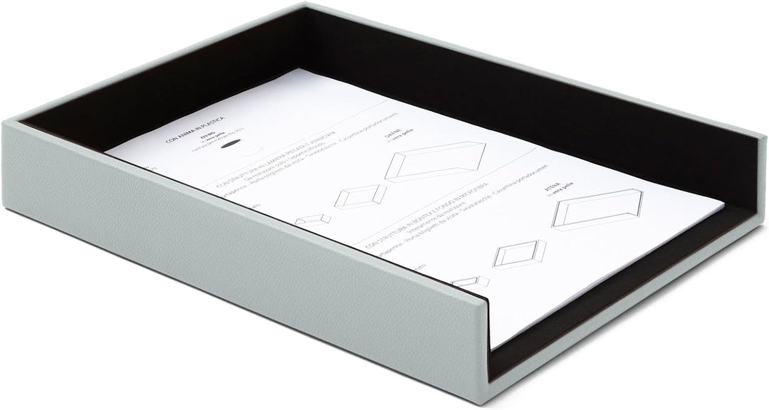Eglooh - Atena - Ablagefächer für Schreibtisch und Büro Echtes Leder EIS Blau - Bürobedarf Briefabla