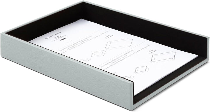 Eglooh - Atena - Ablagefächer für Schreibtisch und Büro Echtes Leder EIS Blau - Bürobedarf Briefabla