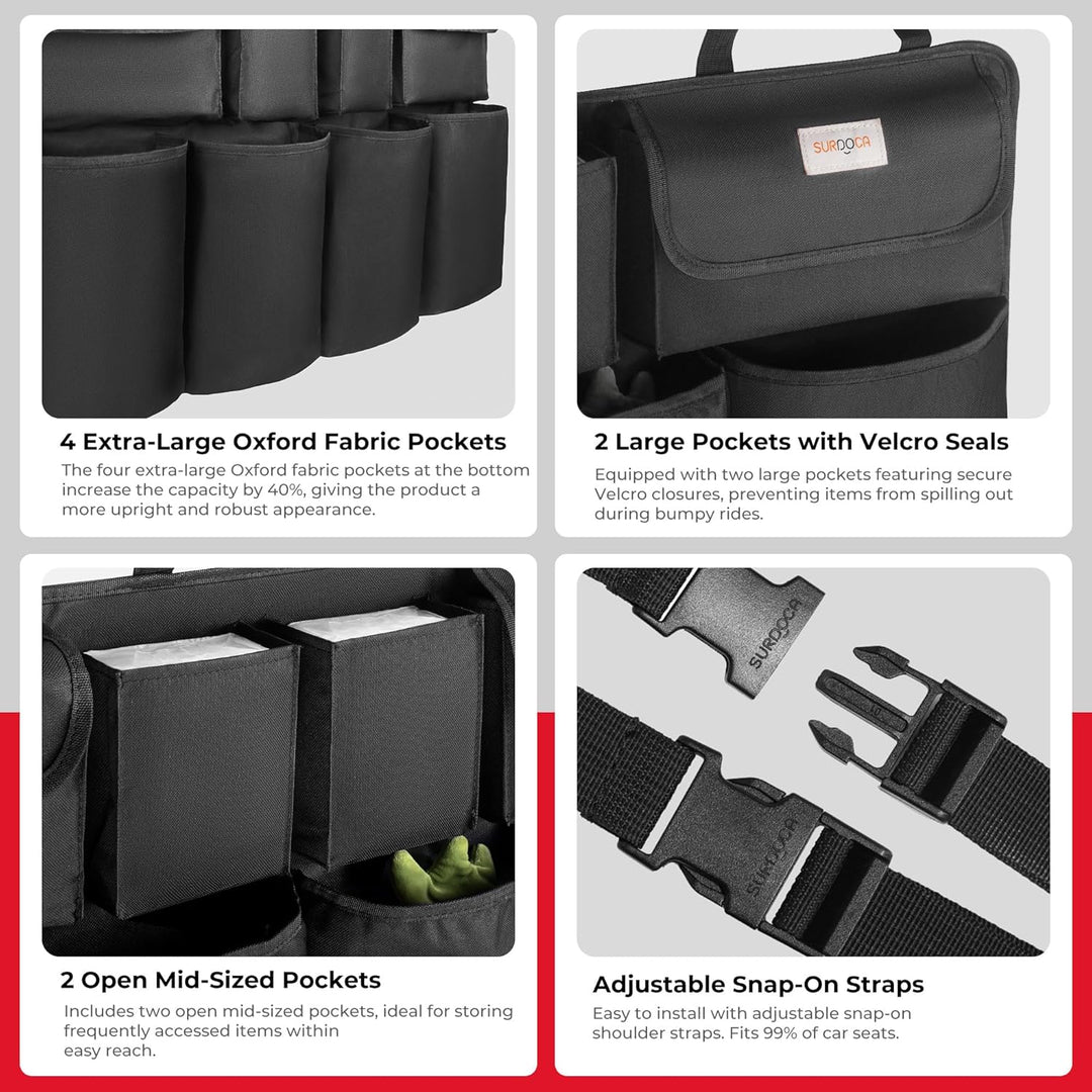 SURDOCA Kofferraum Organizer Upgrade-Version, Organizer Auto mit 8 GroÃŸe, Kofferraum Organizer Klet
