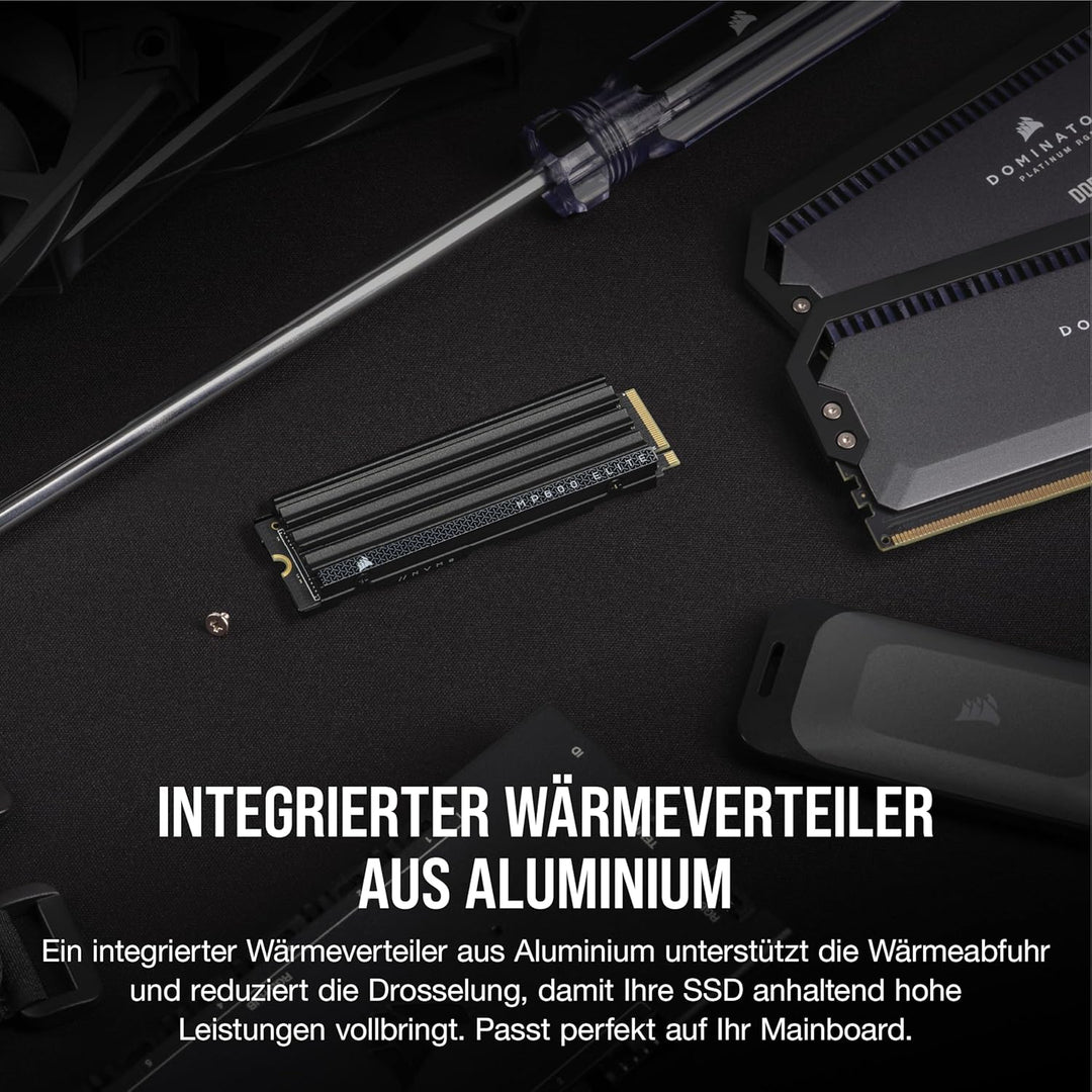 Corsair MP600 Elite 4TB M.2 PCIe Gen4 x4 NVMe SSD mit Integriertem Kühlkörper – M.2 2280 – Bis zu 7.