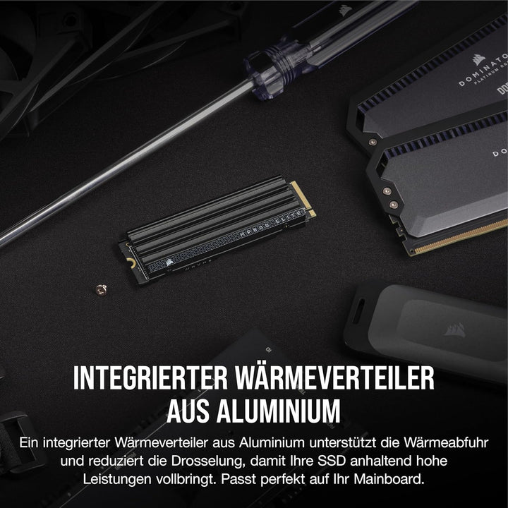 Corsair MP600 Elite 4TB M.2 PCIe Gen4 x4 NVMe SSD mit Integriertem Kühlkörper – M.2 2280 – Bis zu 7.
