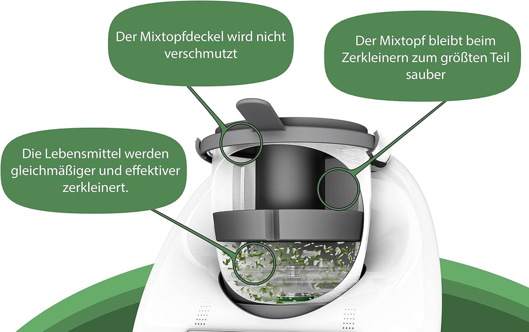 Mixraumteiler, Mixtopf Verkleinerung kompatibel mit Thermomix TM6, TM5, effektiveres zerhäckseln von