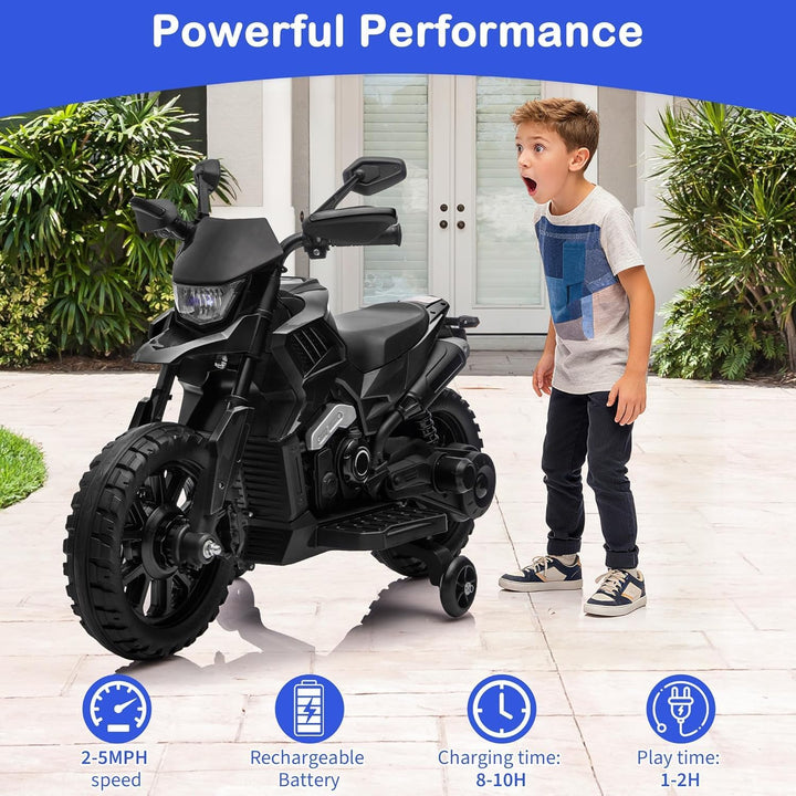 6V Elektro Motorrad Kinder, Kindermotorrad Mit 3 Geschwindigkeiten, Stützrädern, Max 6 Km/h, Bis Zu