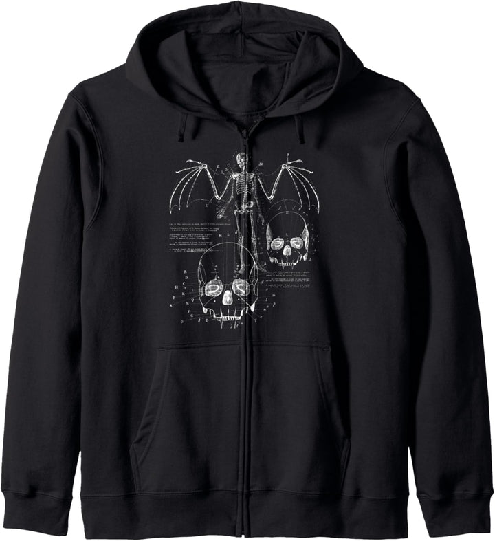 Anatomy Of A Vampire Skull w/ Fangs, Bat Wings & Skeleton Kapuzenjacke