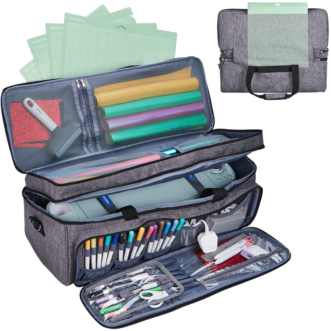 NICOGENA Doppellagige Tragetasche mit Mattenfach für Cricut Explore Air 2, Cricut Maker, Cricut Make