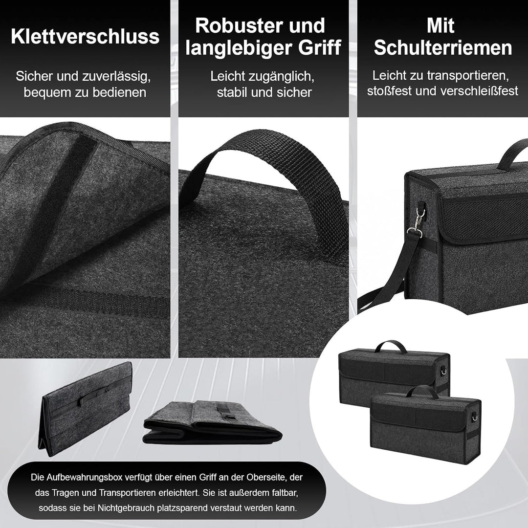 2 Stück Auto Organizer Toolbag, 50 x 15 x 24 cm Kofferraumtasche Toolbag, Kofferraum Organizer aus F