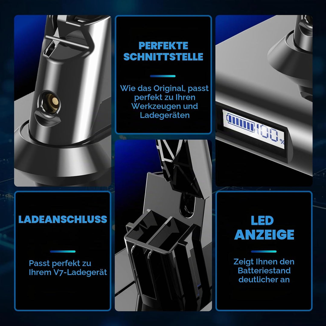8000mAh V7 Akku Ersatzakku für Dyson V7 SV11 Kompatibel mit Dyson SV11 Animal Tigger Motorhead Absol