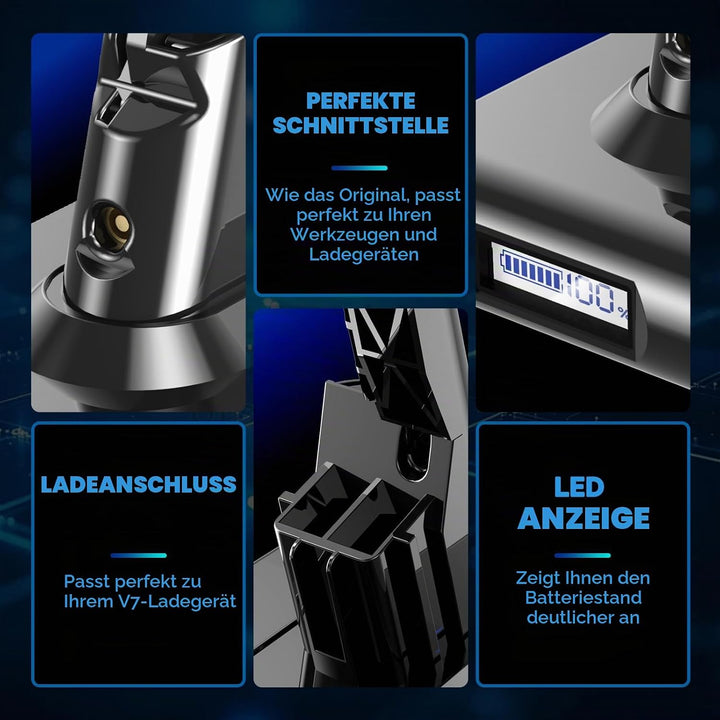 8000mAh V7 Akku Ersatzakku für Dyson V7 SV11 Kompatibel mit Dyson SV11 Animal Tigger Motorhead Absol