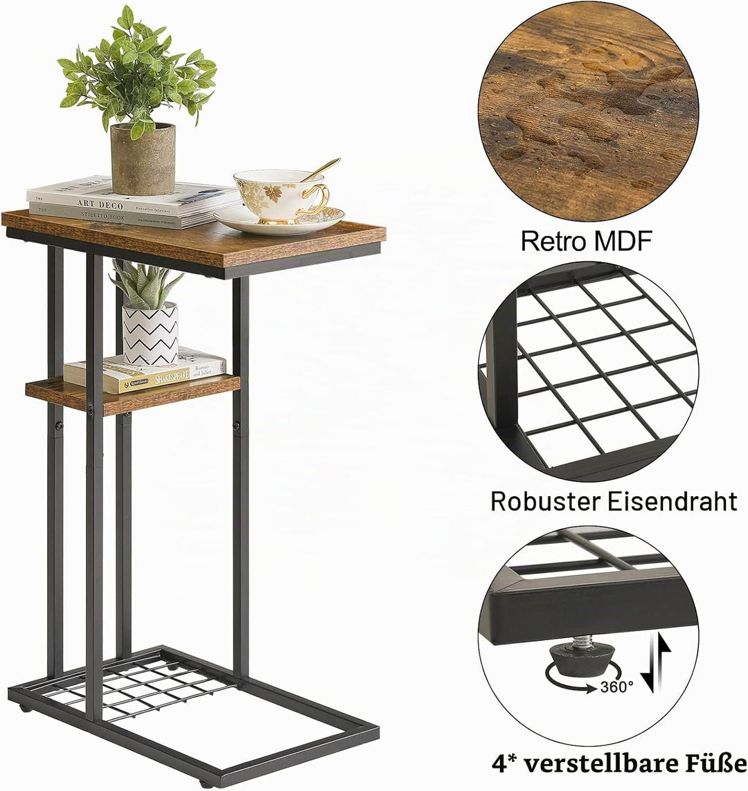 YMYNY Beistelltisch 2er-Set, Kaffeetisch mit Lagerregal, Drahtgeflecht, Eleganter Sofatisch, für Kaf