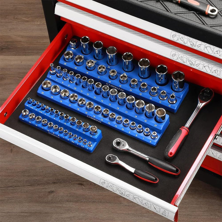 Magnetischer Steckschlüssel-Organizer mit 75 Schlitzen, 3 Stück Metrischer Steckschlüsselhalter-Set