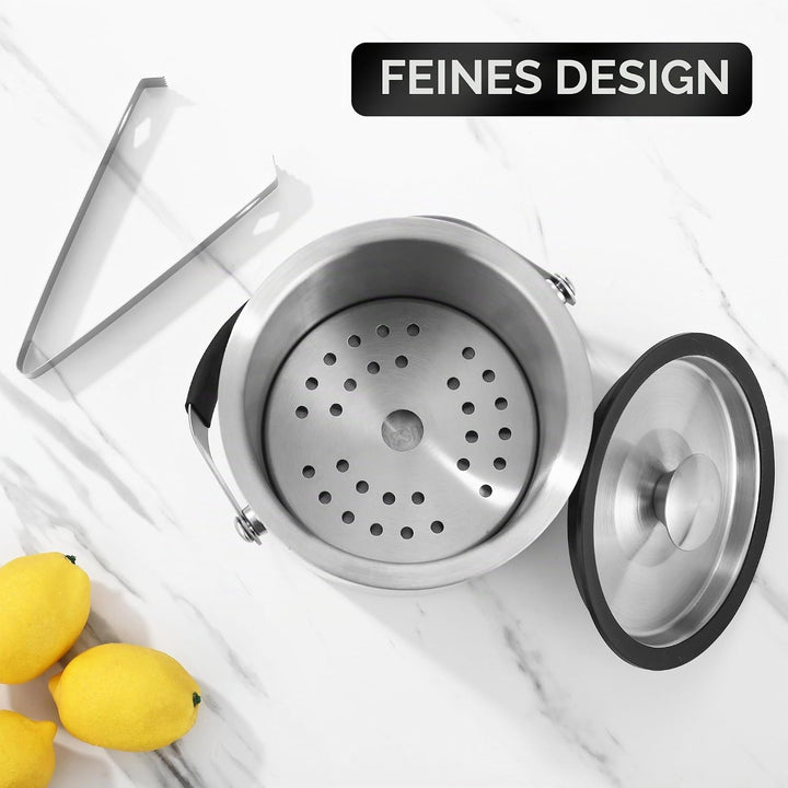 2L Eiswürfelform, Eiskübel mit deckel,Eiswürfelbehälter edelstahl mit Clips und Sieb, ideal für Part