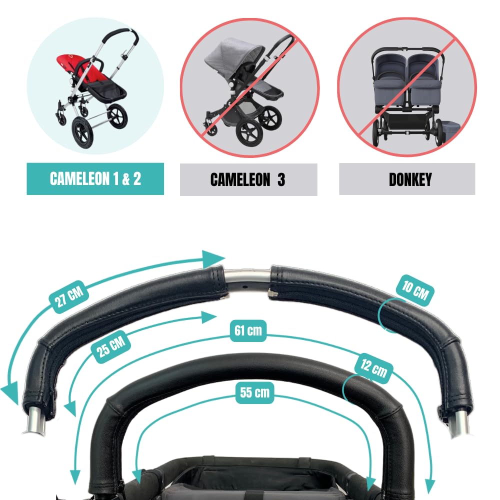 PROTEC TIF | Schutzhüllen aus Kunstleder Pack kompatibel mit der Bugaboo Cameleon 1 und 2 | Für den