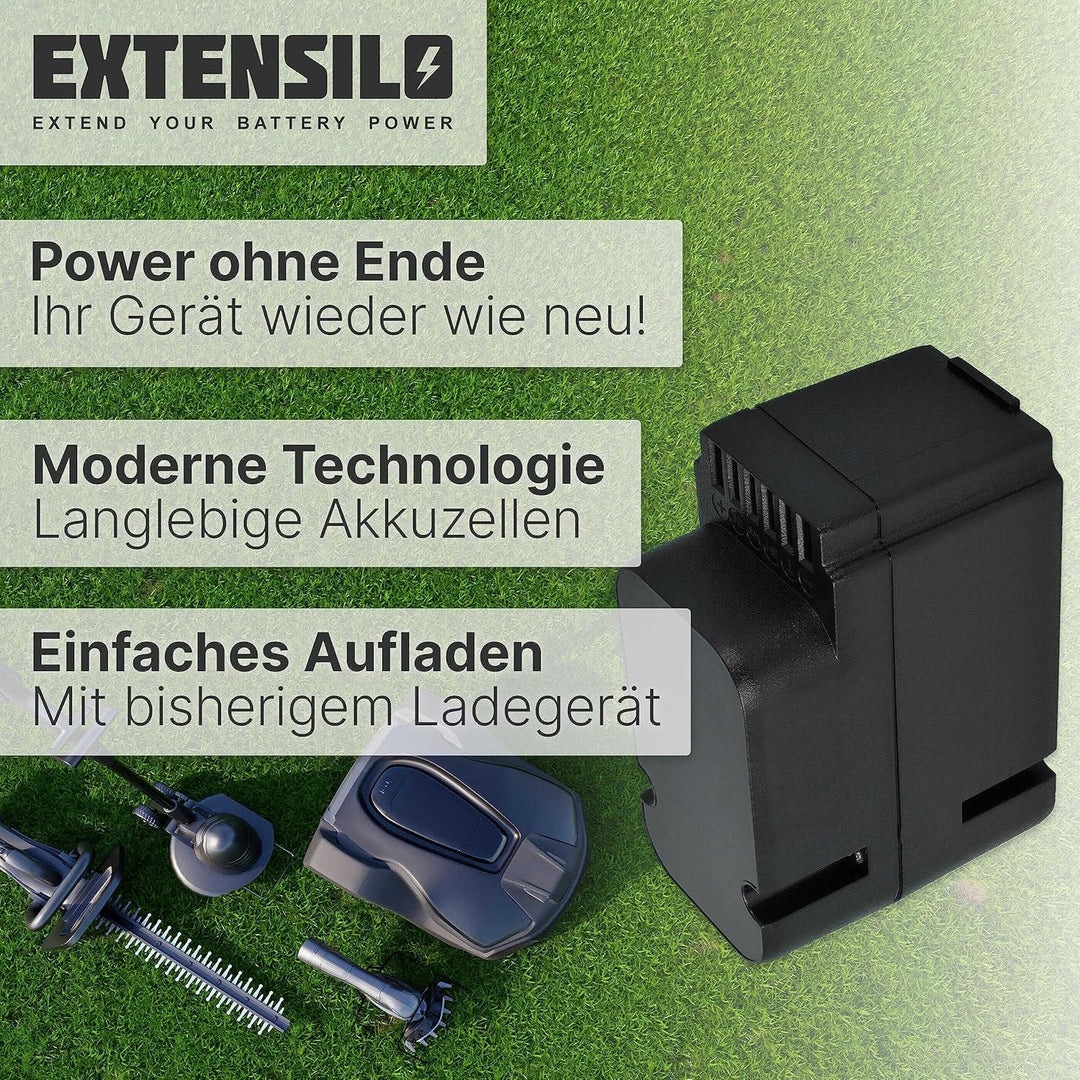 EXTENSILO Akku Ersatz für Worx WA3225, WA3226, WA3565 für Rasenroboter Rasenmäher (2500mAh, 28V, Li-