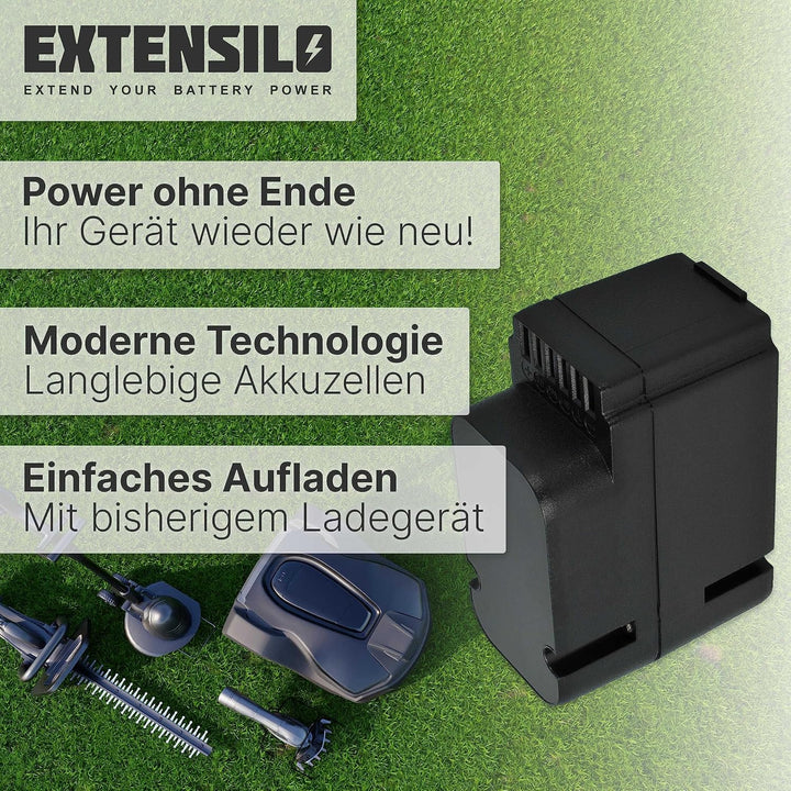 EXTENSILO Akku kompatibel mit Worx Landroid L1500i WG798E, M1000 WG791E.1, M1000i WG796E.1 Rasenrobo