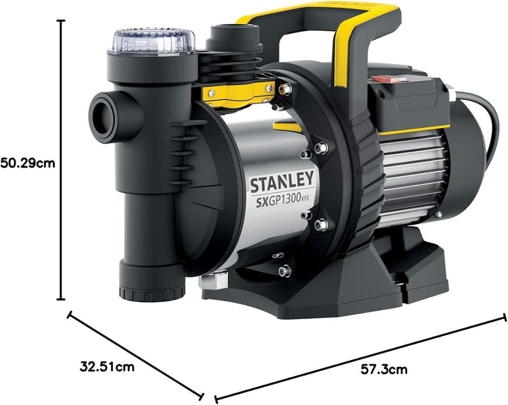 Stanley Selbstansaugende Pumpe SXGP1300XFE für Klarwasser (1300 W,max. Förderleistung 4.200 l/h, max
