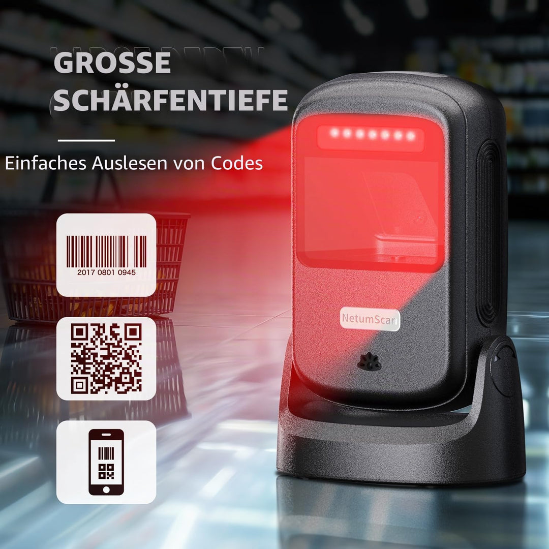 NetumScan Omnidirektionaler USB-Techniker für Supermärkte und Lager, kompatibel mit Windows/Mac/Linu