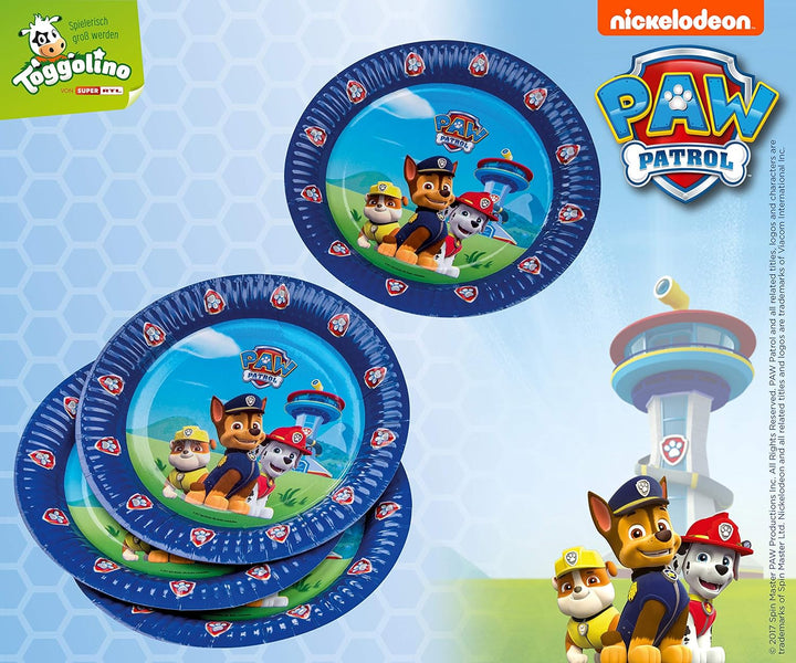 TIB Heyne 19710 - Partykoffer Paw Patrol, 51 Teile, Partygeschirr und Dekoration, Kindergeburtstag P