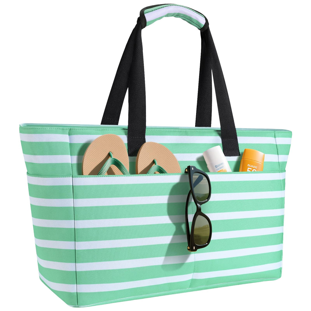 ISEYOU Strandtasche XXL Familie, Gross Strandtasche mit Reissverschluss Wasserdicht Sanddicht, Handt