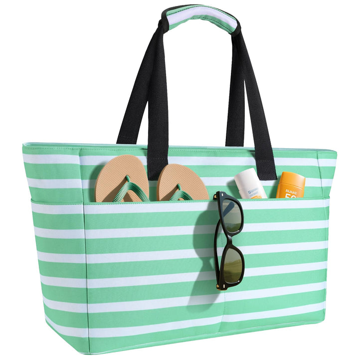 ISEYOU Strandtasche XXL Familie, Gross Strandtasche mit Reissverschluss Wasserdicht Sanddicht, Handt