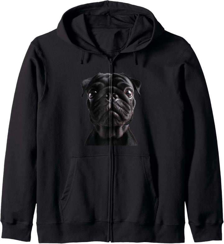 Mopsgesicht für Hunde, Mutter, Papa, lustig, niedlicher schwarzer Mops Kapuzenjacke