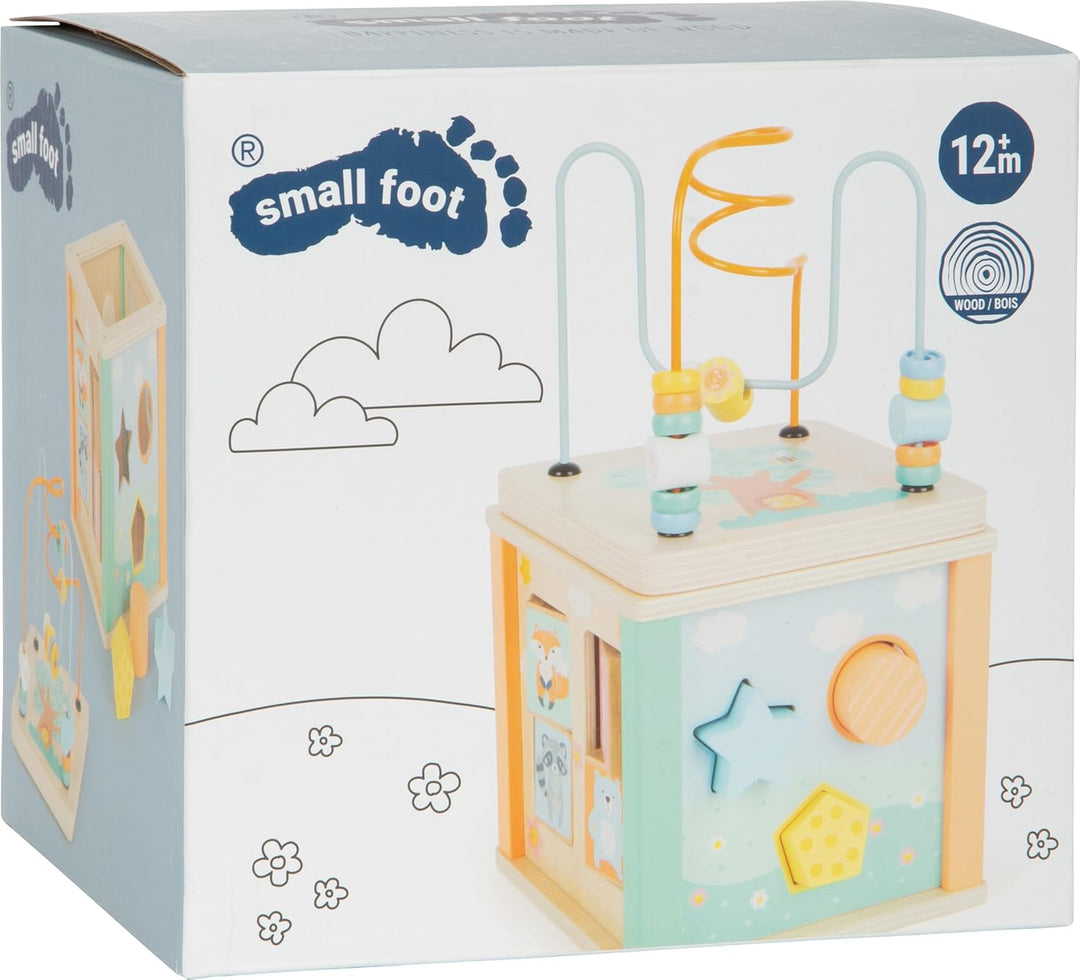 small foot Motorikwürfel Pastell, Motorikspielzeug für Kleinkinder, bespielbar von fünf Seiten, ab 1