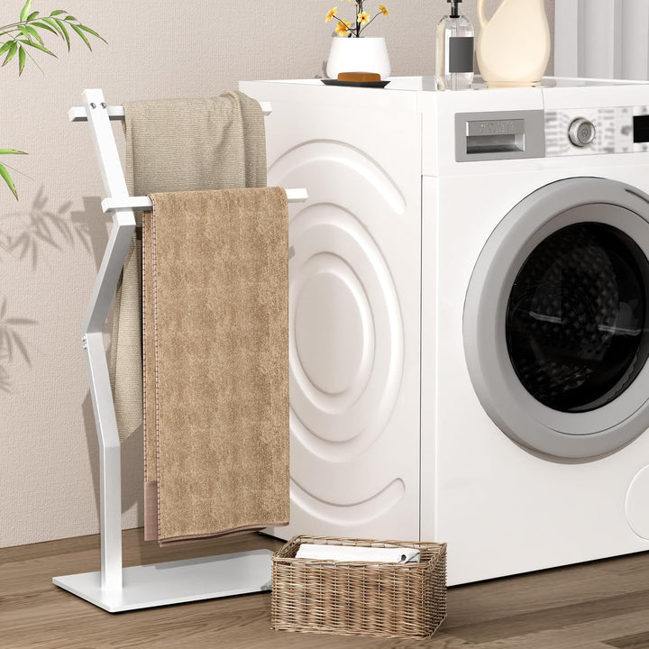OUTBROS Handtuchständer Freistehend, 2 Arms Towel Rack, Weiss, Weiss