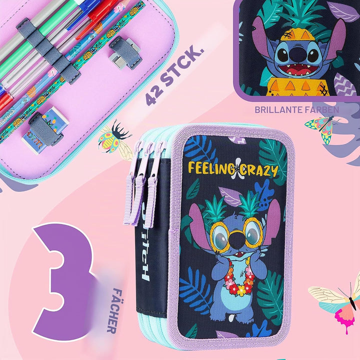 Disney Federmäppchen Mädchen Die Eiskönigin Stitch Federtasche Mädchen Gefüllt Schulmäppchen 2 3 Fäc