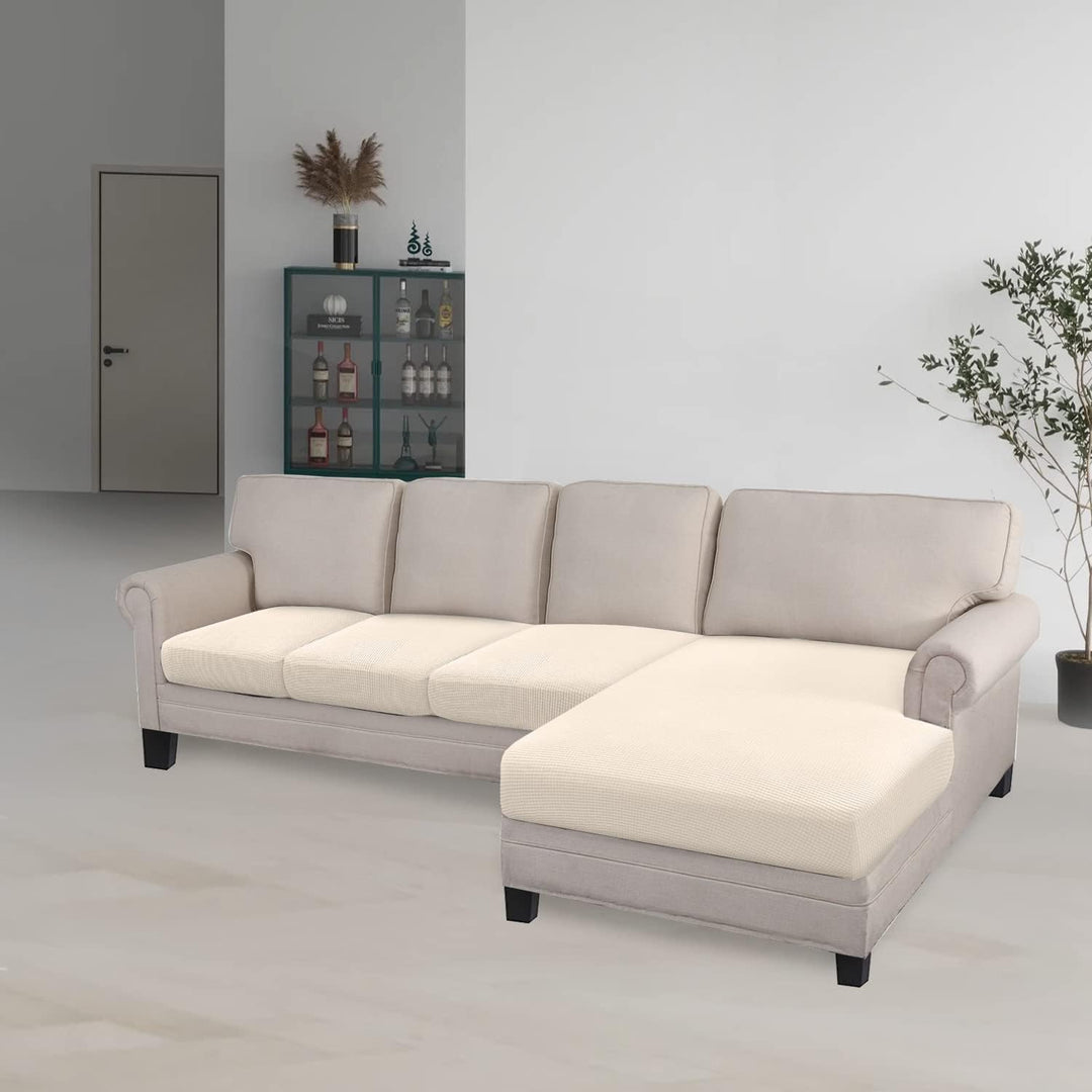Granbest High Stretch Sektionssofa Kissenbezug(Beige, 3 Sitzer+Chaise) 3 Sitzer+Chaise Beige, 3 Sitz