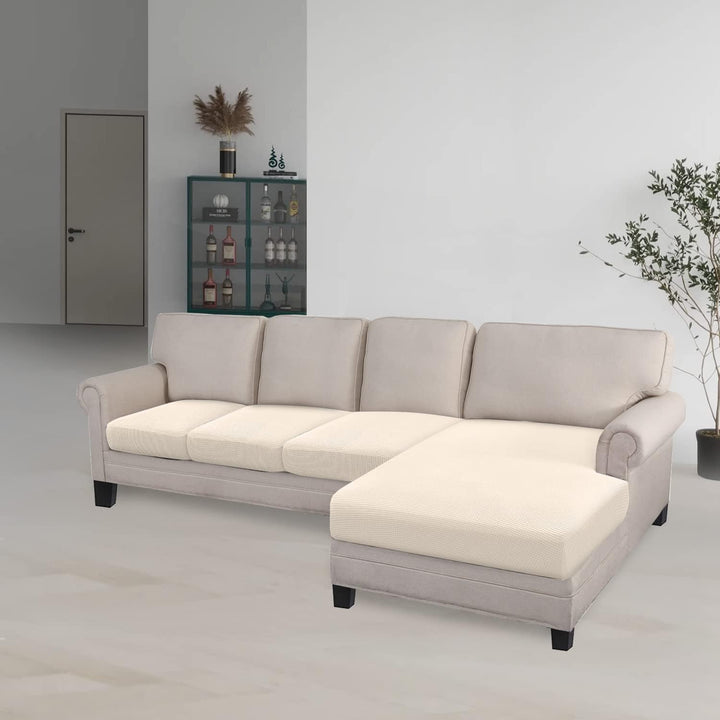 Granbest High Stretch Sektionssofa Kissenbezug(Beige, 3 Sitzer+Chaise) 3 Sitzer+Chaise Beige, 3 Sitz