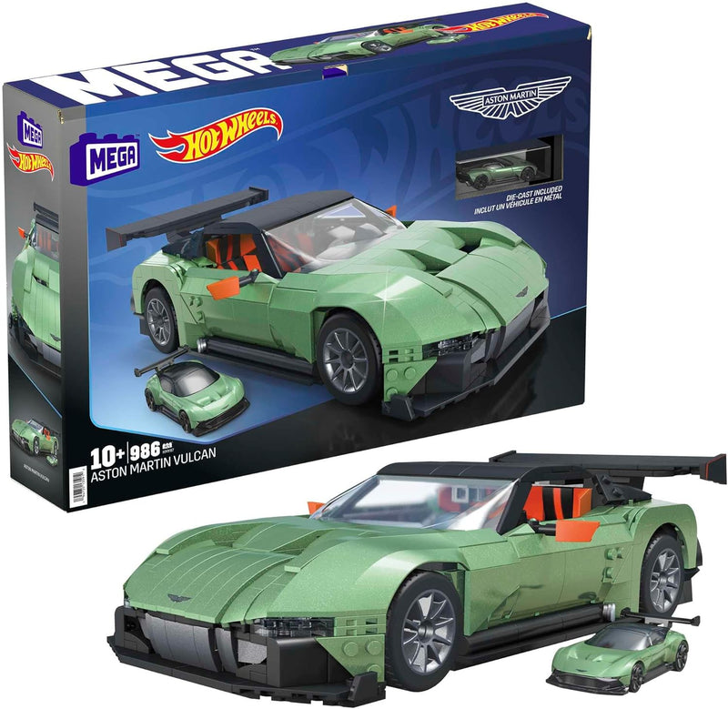 MEGA Hot Wheels Aston Martin Vulcan - Grosses Bauspielzeug im Massstab 1:18 mit 986 Teilen für Fans