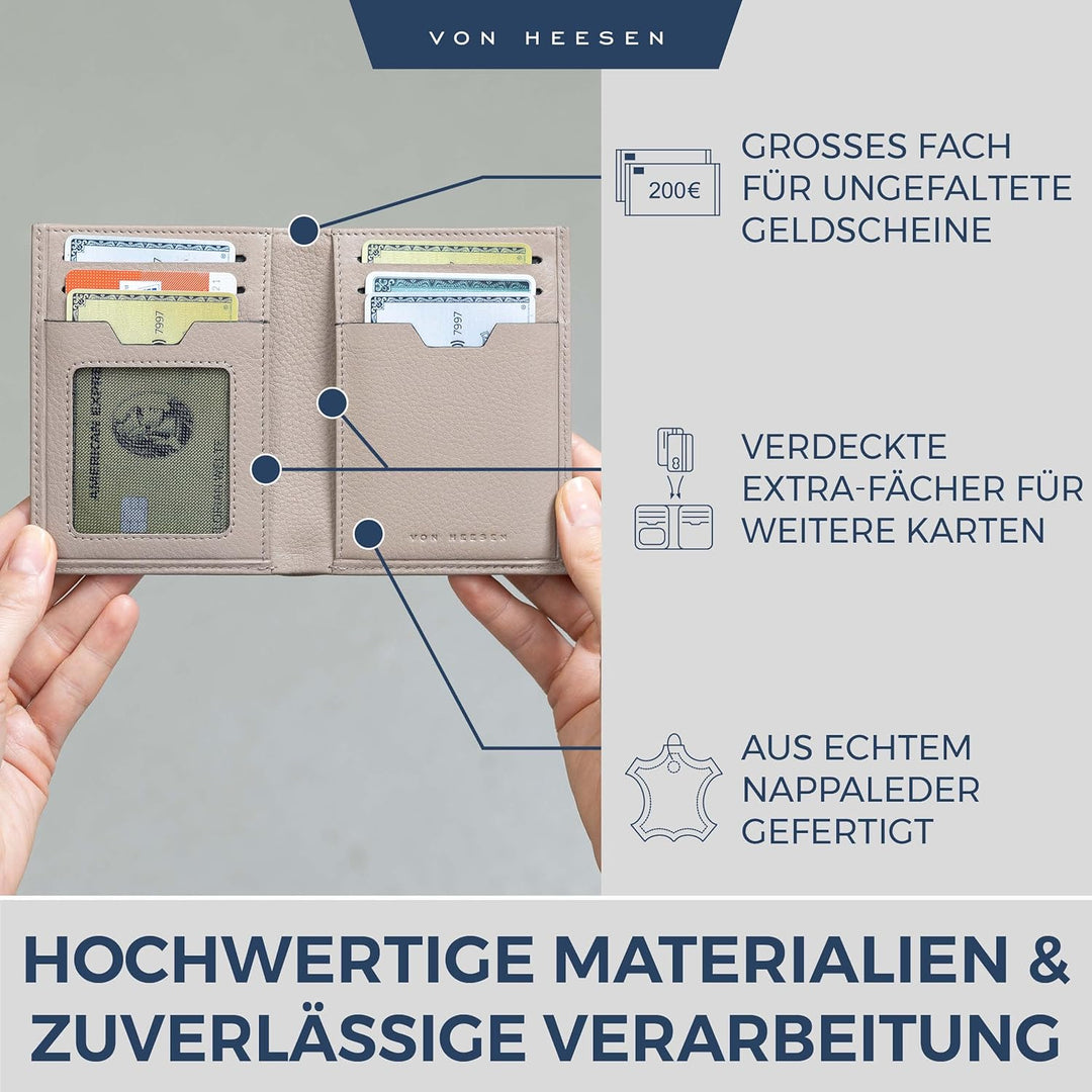 VON HEESEN Leder Geldbörse Herren mit Münzfach & RFID Schutz I Echtleder Geldbeutel für Männer & Dam