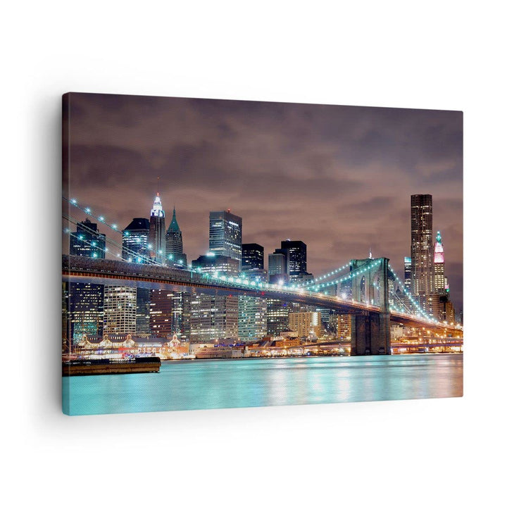 Bilder auf Leinwand Stadt Brücke Wolkenkratzer Leinwandbild 70x50cm Wandbilder Dekoration Wohnzimmer
