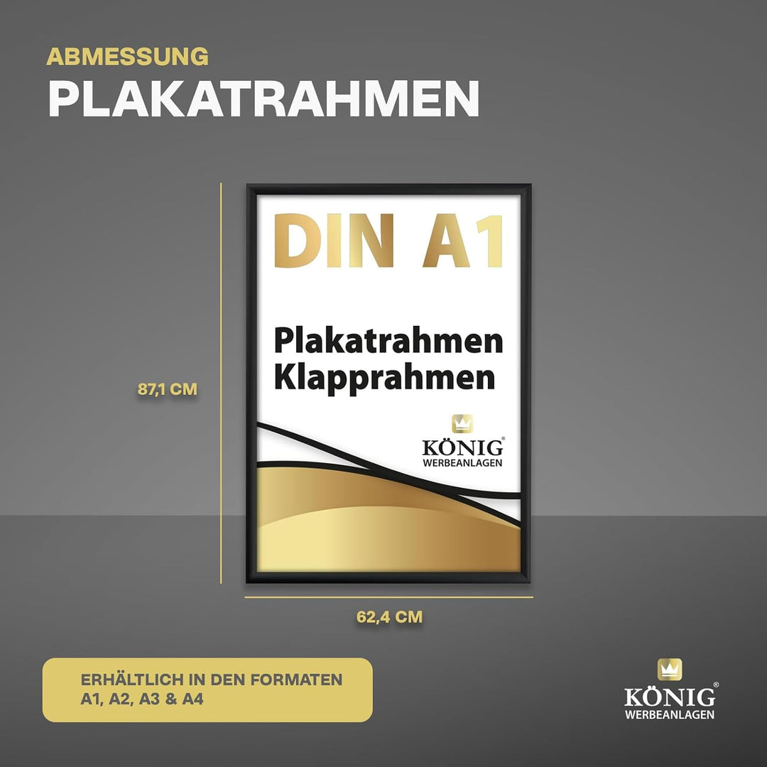 Dreifke Plakatrahmen DIN A1 | 25mm Alu Profil, eckig | schwarz | inkl. entspiegelter Schutzscheibe |