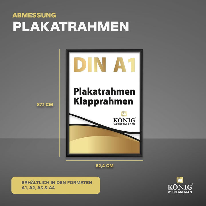 Dreifke Plakatrahmen DIN A1 | 25mm Alu Profil, eckig | schwarz | inkl. entspiegelter Schutzscheibe |