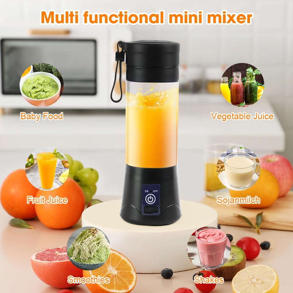 mizikuu 380ML Mini Mixer USB, Tragbarer Elektrischer Blender Entsafter für Shakes und Smoothies Komp
