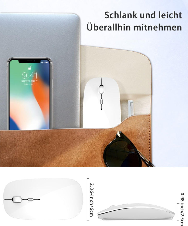 AE WISH ANEWISH Kabellos Bluetooth Maus with USB-C-Adapter wiederaufladbare Leise Mini Maus Kabellos